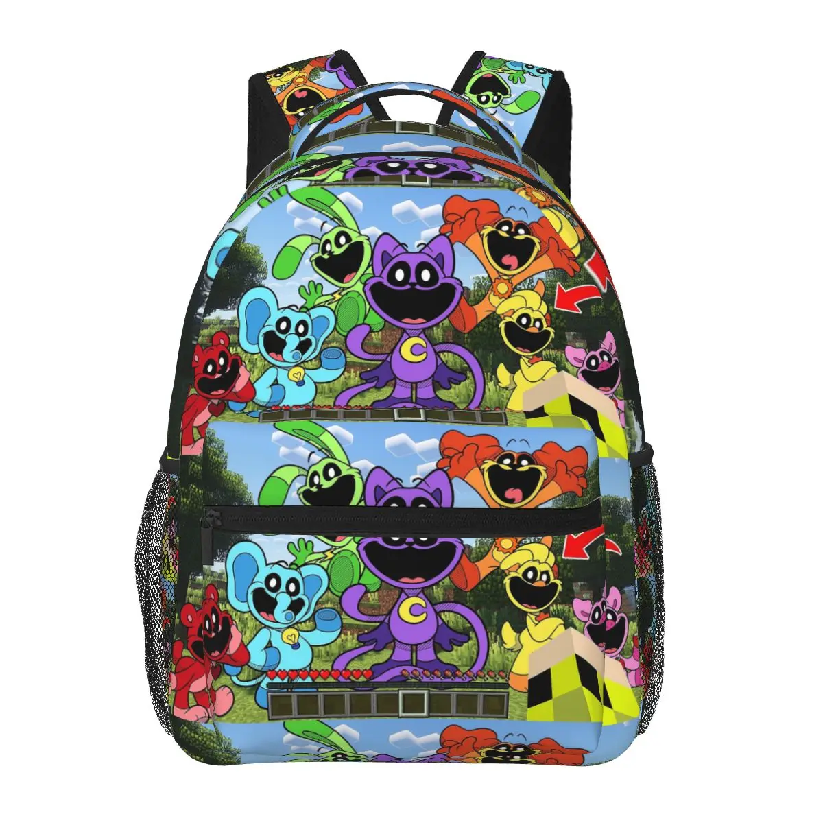 Smiling Critters Cartoon Game Backpacks Boys Girls Bookbag Students School Bags Laptop Rucksack Shoulder Bag Large Capacity