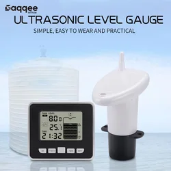 Ultrasonic Wireless Water Tank Liquid Level Meter With Temperature Sensor Level Monitor Time Display Low Battery Indicator Alarm