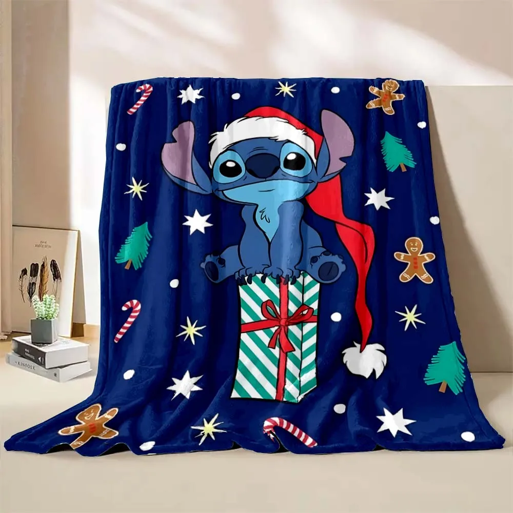 Coperta stampata natalizia Disney Stitch coperta per adulti per bambini biancheria da letto morbida e calda per divano letto coperta da viaggio