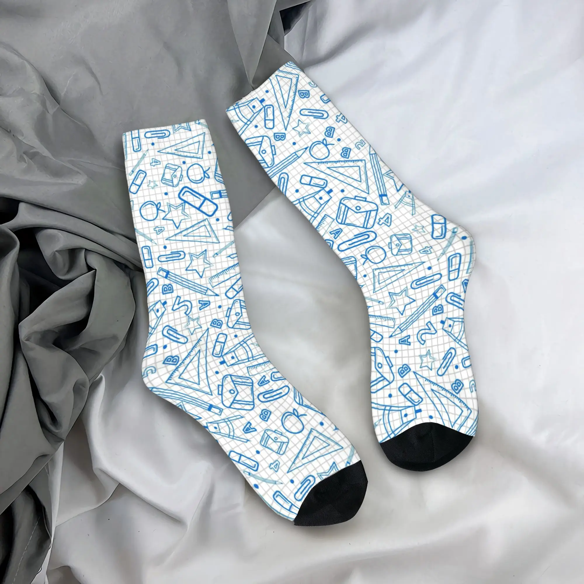 Blackboard Math White Sketch Socks  Design Stockings Anti Skid Adults Men Socks Breathable Spring Novelty Outdoor Socks