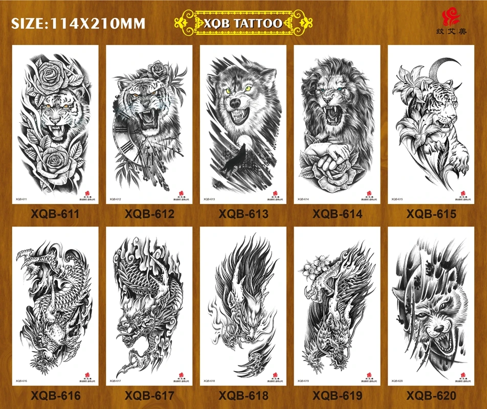 

Totem Dragon Temporary Tattoos Tiger Wolf Tattoo Stickers Waterproof Fake Tattoo Men Women Flower Arm Legs Body Makeup Tatouage