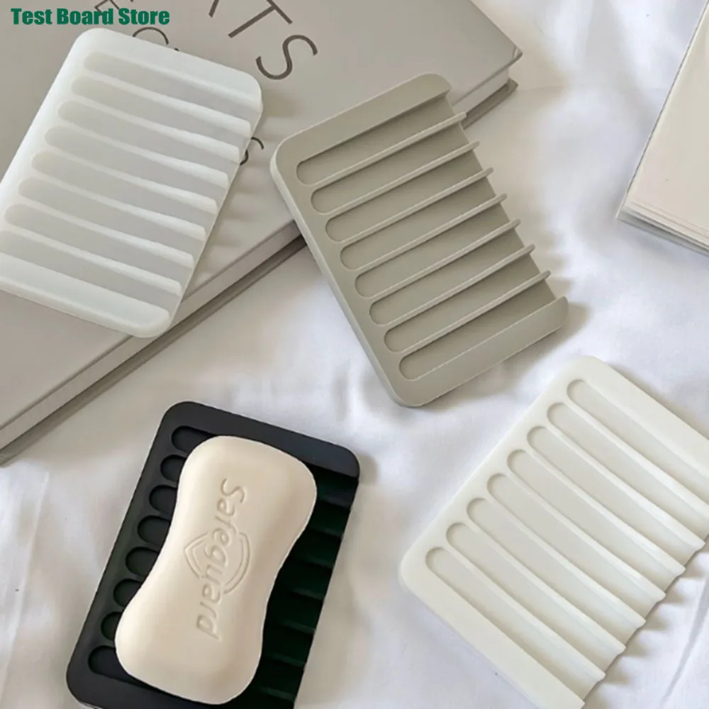 

Silicone Soap Dish Drain Soap Tray Self Draining Soap Holder Bathroom Shower Soap Storage Rack Bathroom Countertop Non-slip Shel