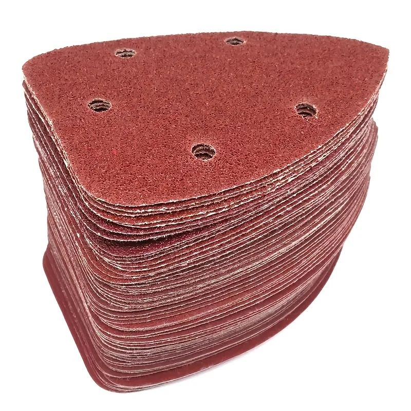 

10Pcs5 Hole Self-adhesive Sandpaper Triangle Sander Sandpaper Hook and Ring Sanding Disc for Polishing-Grit