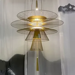 Modern Flying Saucer Hanging Lamps for Ceiling Luxury Metal Pendant Lights Restaurant LED Chandelier Loft Home Decorations