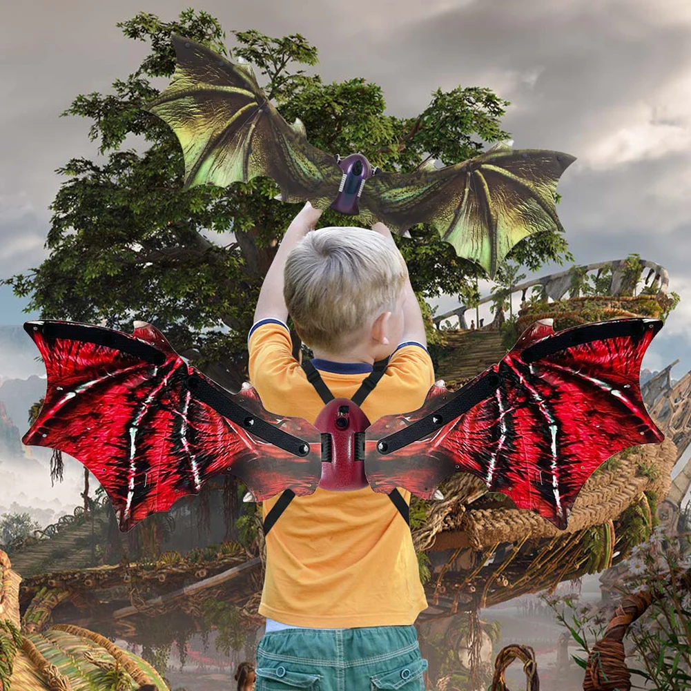 Halloween Luminous Dinosaur Wings Electric Luminous Dress Up Wings with Voice Creative Boys Girls Party Gift Toy Kids Halloween