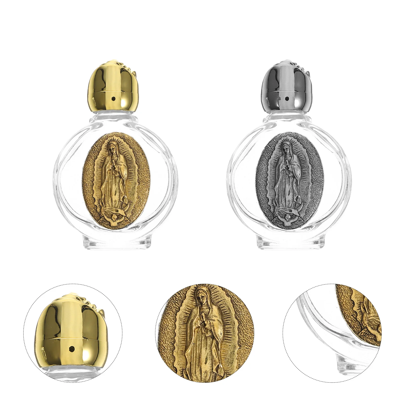 

4Pcs Crystal Glass Holy Water Bottles Refillable Small Bottles for Church Baptism Blessing Water Container Small Bottle