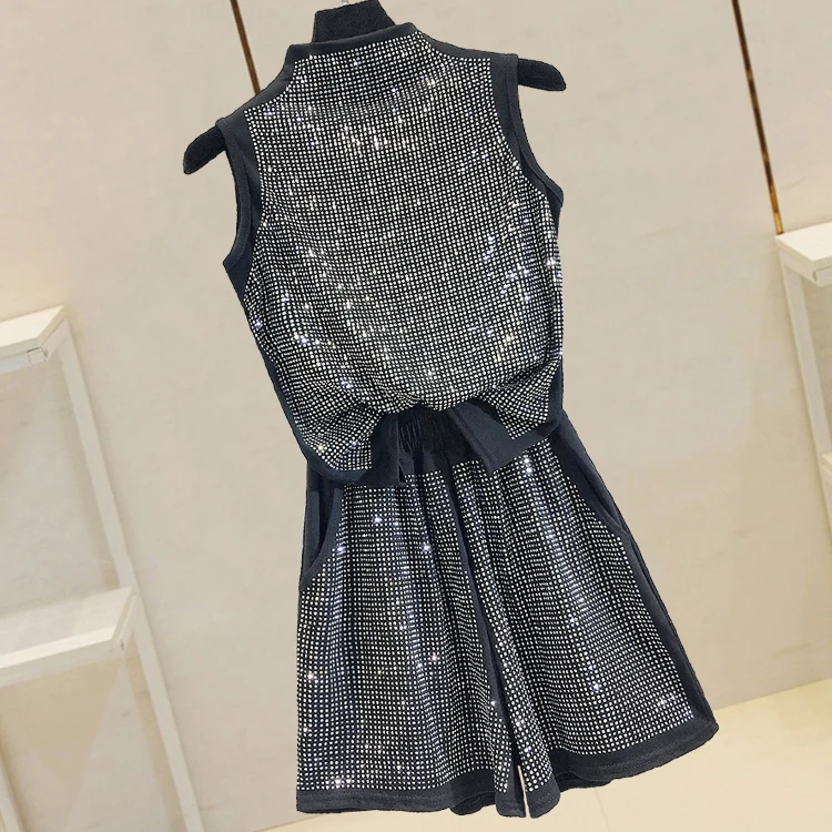 Heavy-duty Hot Drill Vest Shirt Woman Summer New Skinny Sleeveless T-shirt High Street Tank Tops Y2k Top