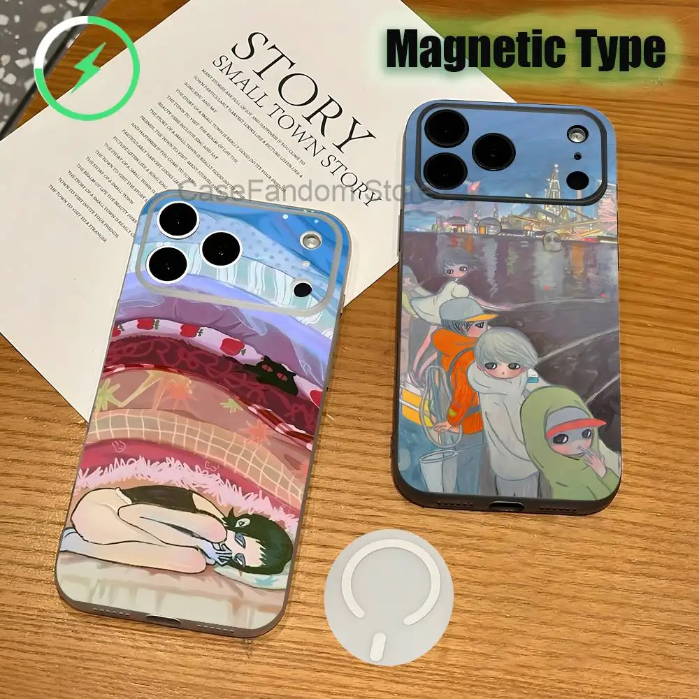 

Aya Takano paintings Shockproof Transparent White Phone Case For iPhone 17,16,15,14,13,12,11,Pro,Max Magnetic Wireless Charging