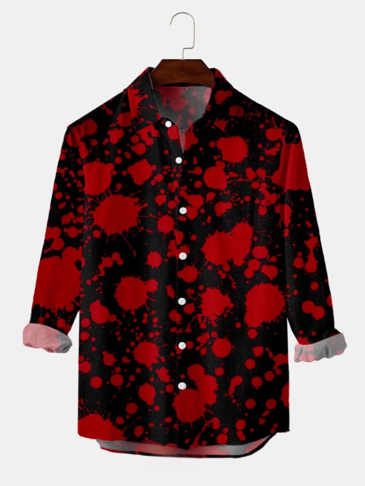 

Casual Long Sve irt Lapel Buttoned Stand Fit Youth ular Pure Color Absorbent Breathable Stand Edition Autumn Wear