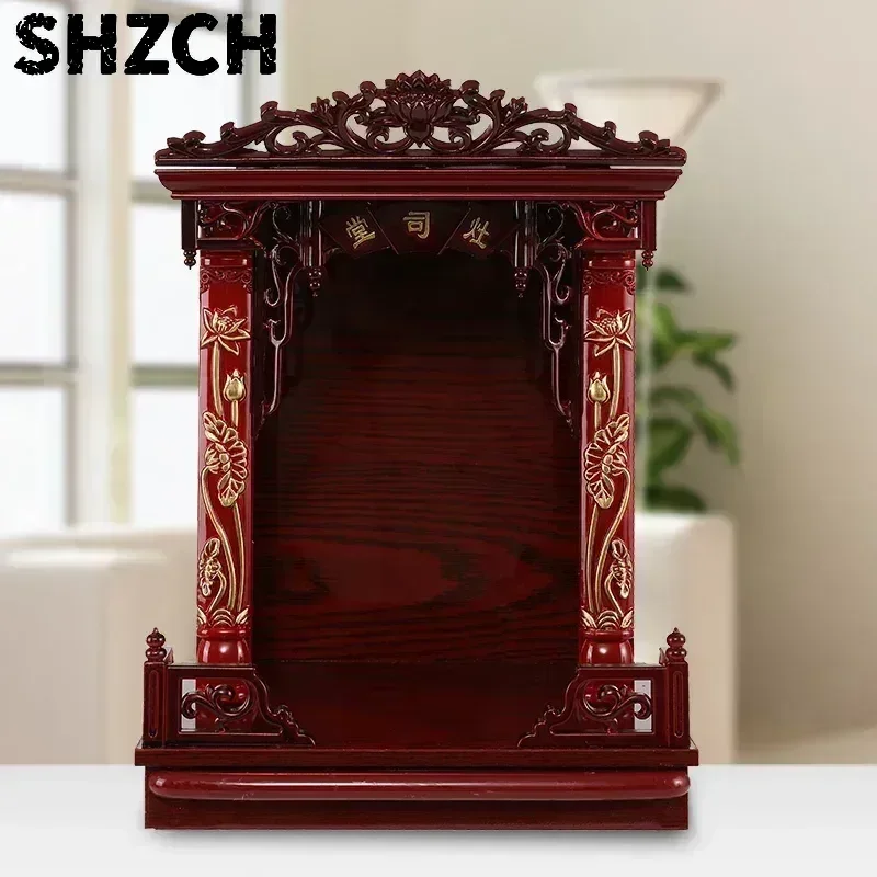 WallMounted Kitchen Shrine Wooden God Statue Altar Traditional Home Decor for Charity Hall & Spiritual Enshrinement