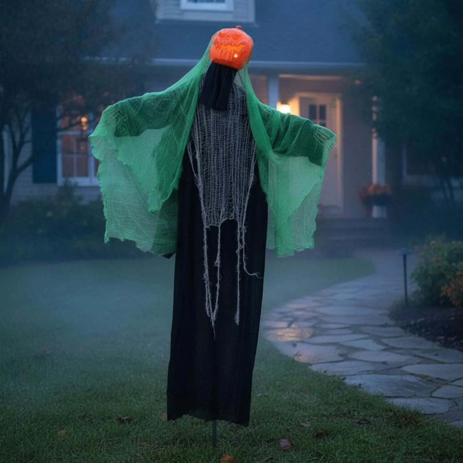 Sound-Activated Halloween Figure Motion Sensor Light-up Pumpkin Ghost Seasonal Decor Haunted House Design for Outdoor