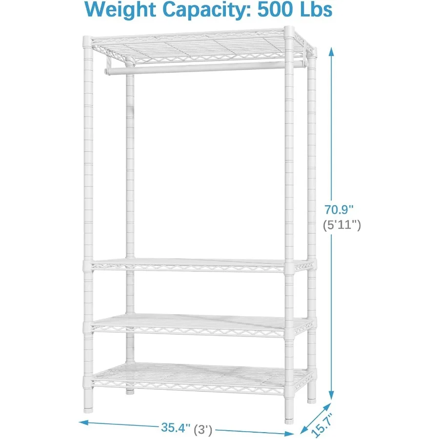V1 سلك الملابس الرف 4 طبقات رف الملابس الثقيلة لتعليق الملابس خزانة قائمة بذاتها رف الملابس مع 4 Sh قابل للتعديل #5