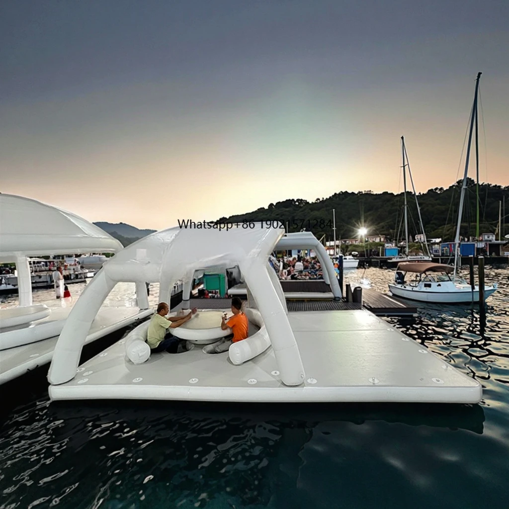 

Inflatable Water Floating Island Platform Children's Inflatable Sea Floating Pier Play Adult Water Floating Tent