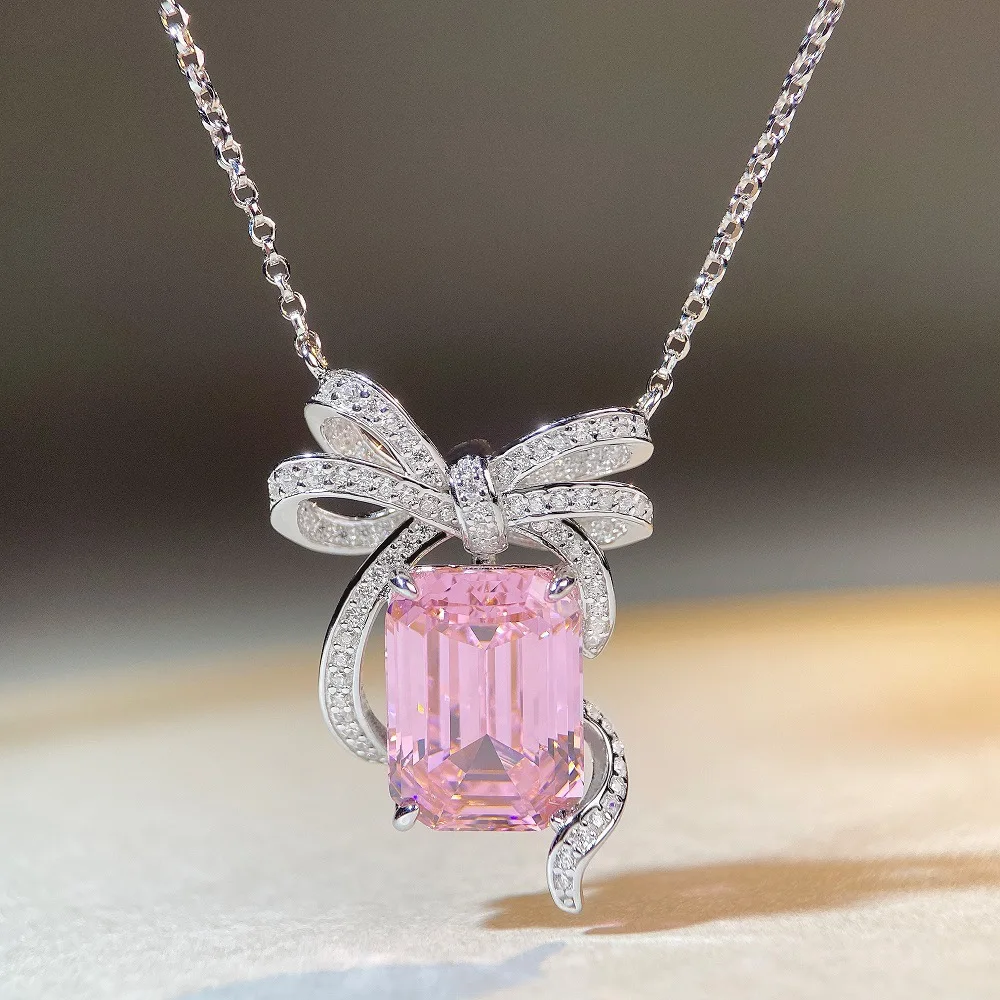 

Серебряное колье S925 с подвеской в виде банта, универсальное, модное, женское, роскошное, изящное, на ключицу