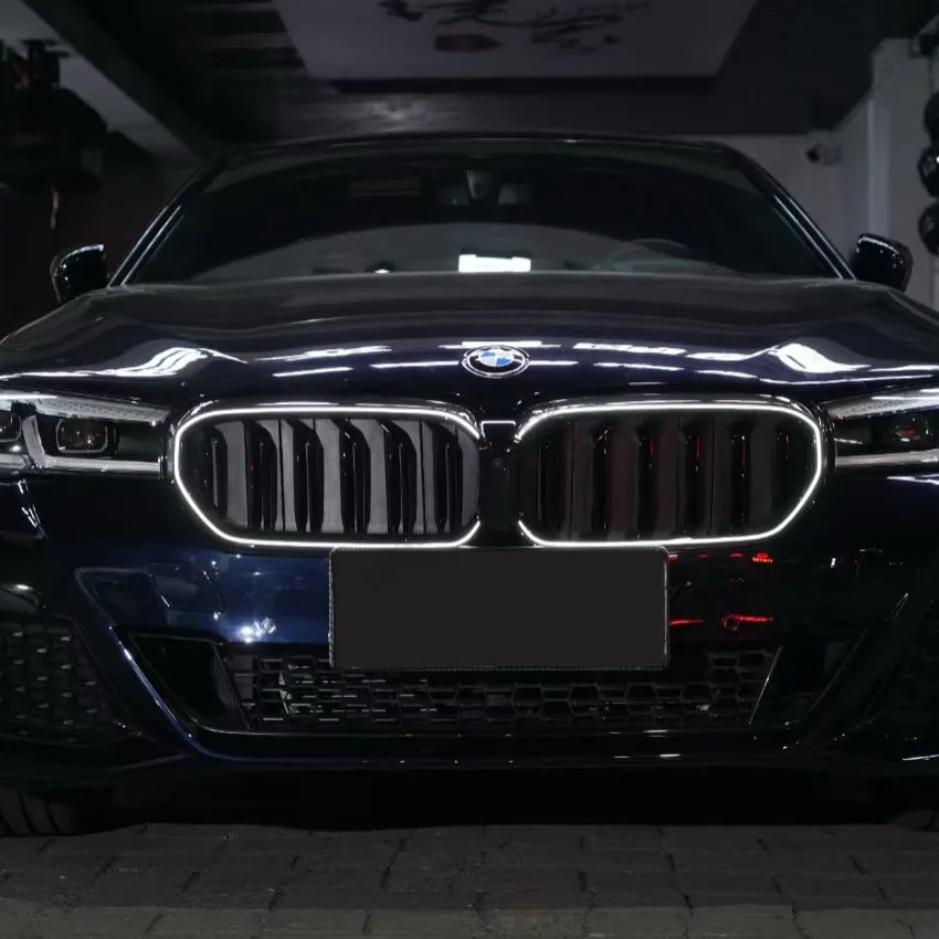 Grades de rim para para-choque dianteiro de carro, led, para bmw série 5 g30 g31 f90 m5 530i 540i 2020-2023, kits de substituição para grelha preta brilhante