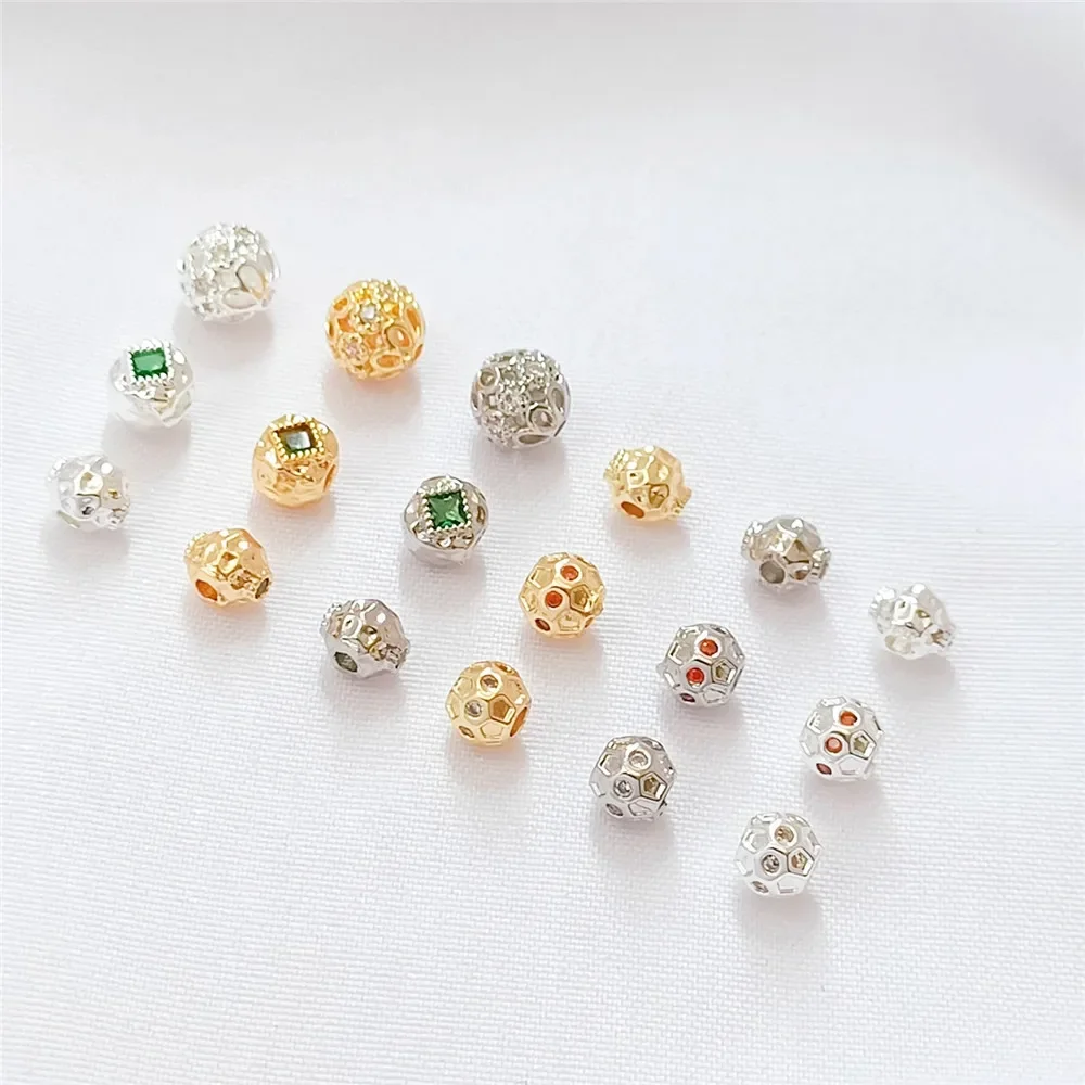 Позолоченные-14-карат-меди-посеребренные-циркониевые-инкрустированные-выдолбленные-шарики-прокладки-браслет-ручной-работы-ожерелье-аксессуар