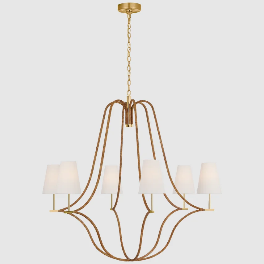 

XZ Custom Minimalist Nordic Decorative Led High Ceilings Rattan Bamboo Straw Hanging Pendant Lamp Shade Light Chandelier