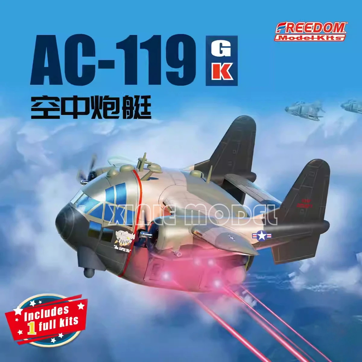 

Freedom F162047 Q Edition US Air Force AC-119 Air Gunboat Scale Model Kit DIY Toy