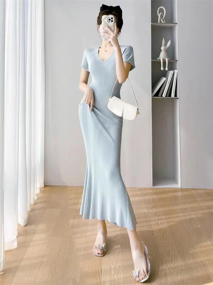 

Summer Women Dress 2023 Bodycon Evening Female Vintage Maxi Party Beach Women Dresses Light Casual Prom Sexy Skinny Knitted
