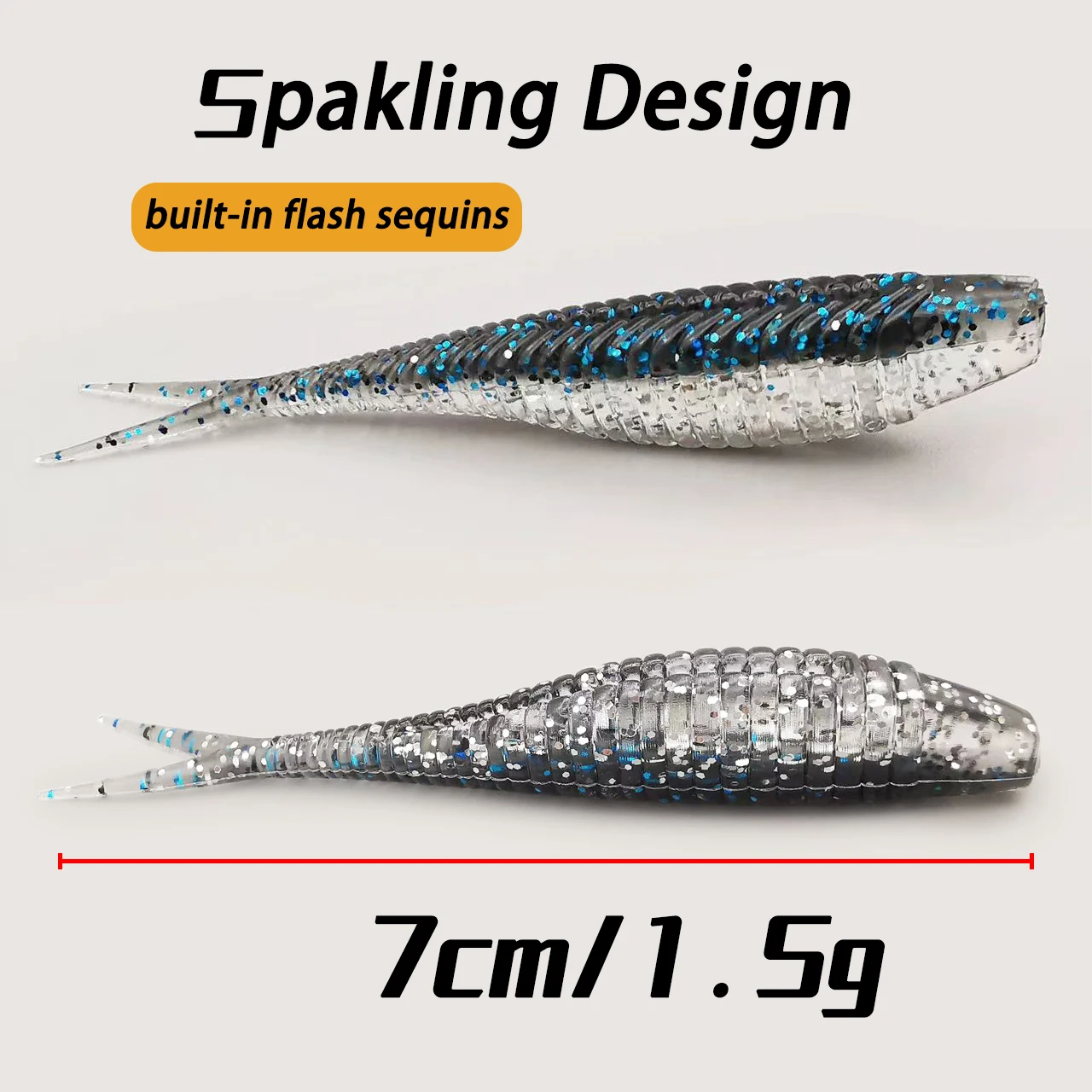 Señuelos swimbait de vinilo con cola en V – Kit completo de pesca - imagen 3
