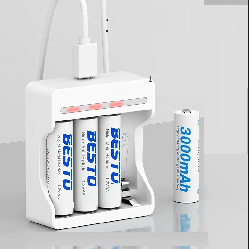 Caricabatterie AA AAA da 1,2 V + batteria ricaricabile AA da 3000 mAh Batterie AA ricaricabili NI-MH Nimh per torcia per auto giocattolo con fotocamera