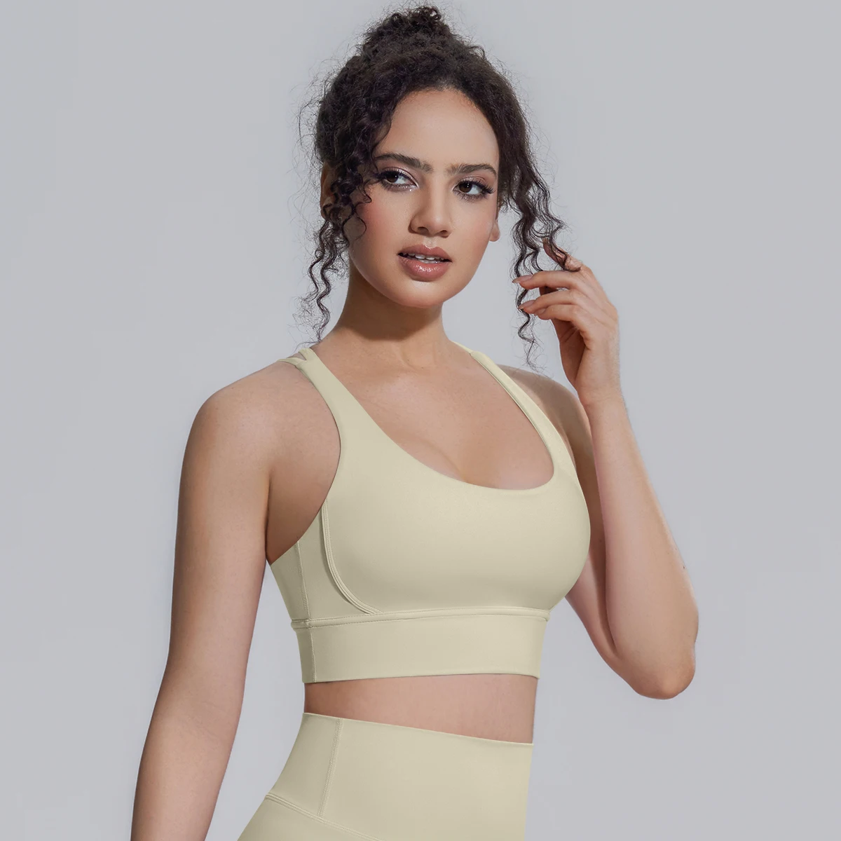 Damen Einfarbiger Schöner Rückenfreier Yoga-BH Yoga-Unterwäsche mit Brustpolster Sommer Fitness Sport Stoßfester Workout-Top Sexy BH – Detail 20