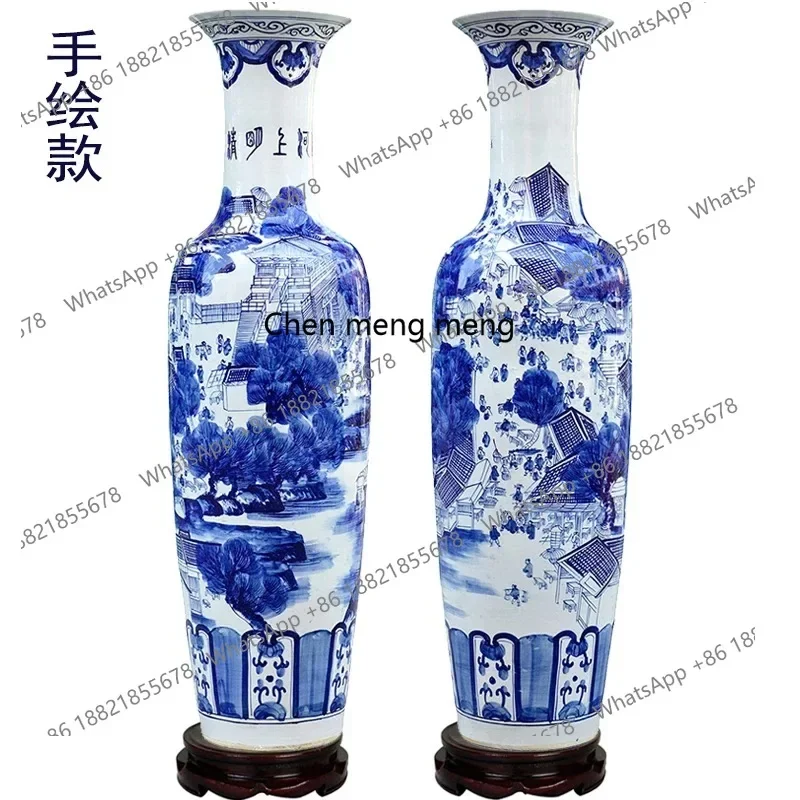 

Jingdezhen ceramics blue and white porcelain floor-to-ceiling 1.2 meters living room decoration ornament