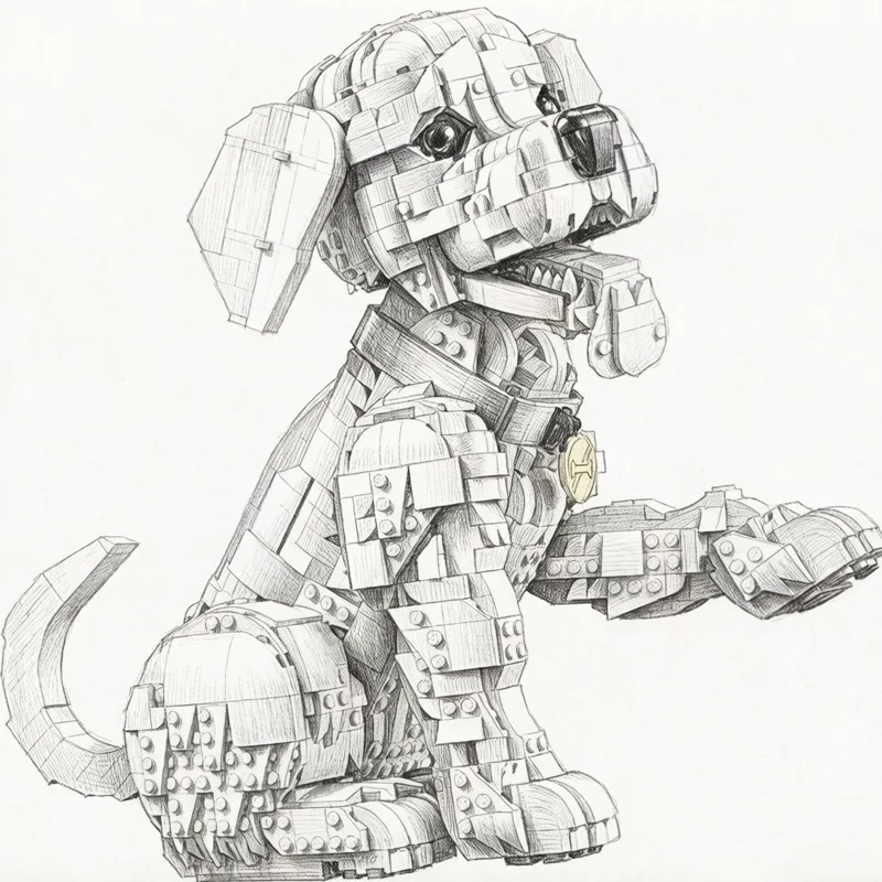 In Stock 2102PCS Creative Dog Golden Retriever Kit Building Blocks Bricks DIY Toys for Adults Birthday Festival Gifts