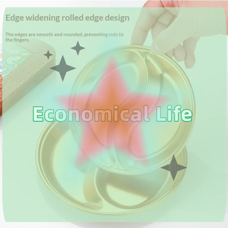 Stainless Steel Sauce Dish Food Sauce Dish Circular Divided Plate For Roast Meat Dipping Household Seasoning Snack Plate Kitchen