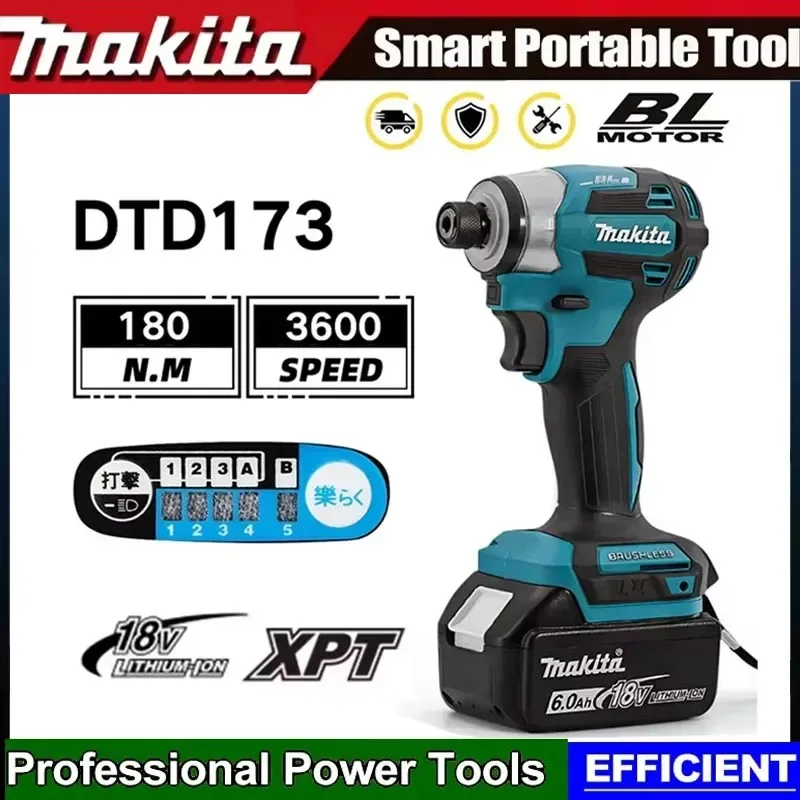 

Бесщеточный электрический шуруповерт Makita DTD173 для авторемонта, ударный шуруповерт с крутящим моментом 220 Н·м, электроинструмент для Makita 18В