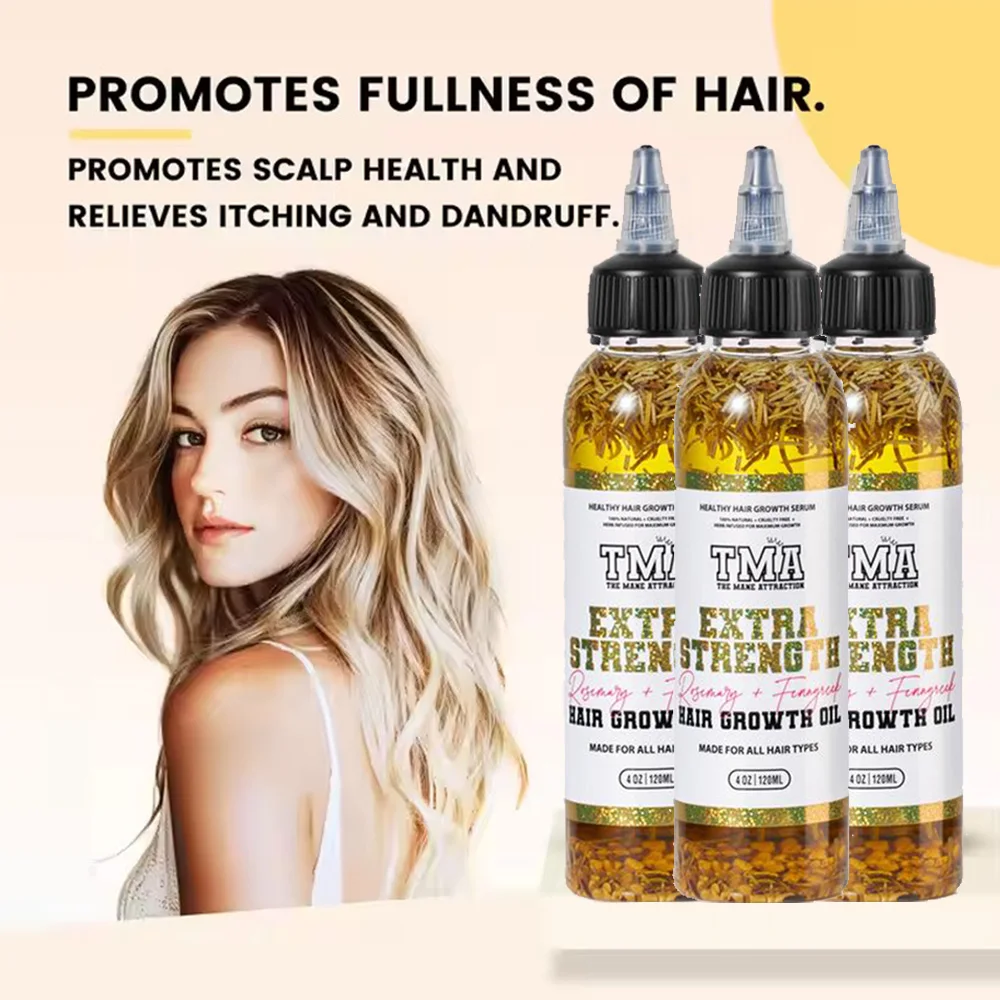 Extra Strength Rosemary+Fenugreek Herbal Hair Growth Oil 4oz for Scalp & Beard Nourishment - Haircare ,Thicker Stronger Hair