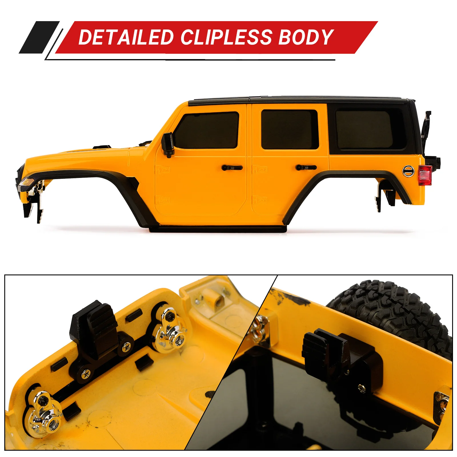 INJORA 6.10in Wheelbase ABS Hardtop Body Kit with Front Rear Bumpers for 1/18 RC Crawler TRX4M Bronco Defender Chassis (4M-66)