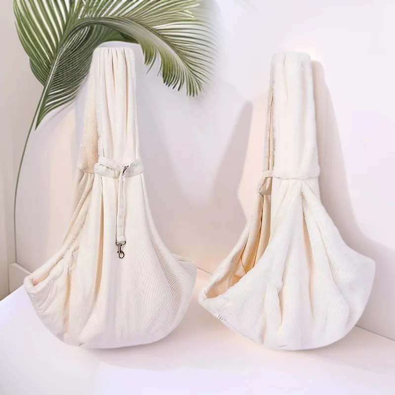 Portable Pet Sling Carrier BagFaux Rabbit Fur Warm Winter Cat BagSingle Shoulder CrossbodyPet Carrier forSmall Dog Rabbit Outdoo