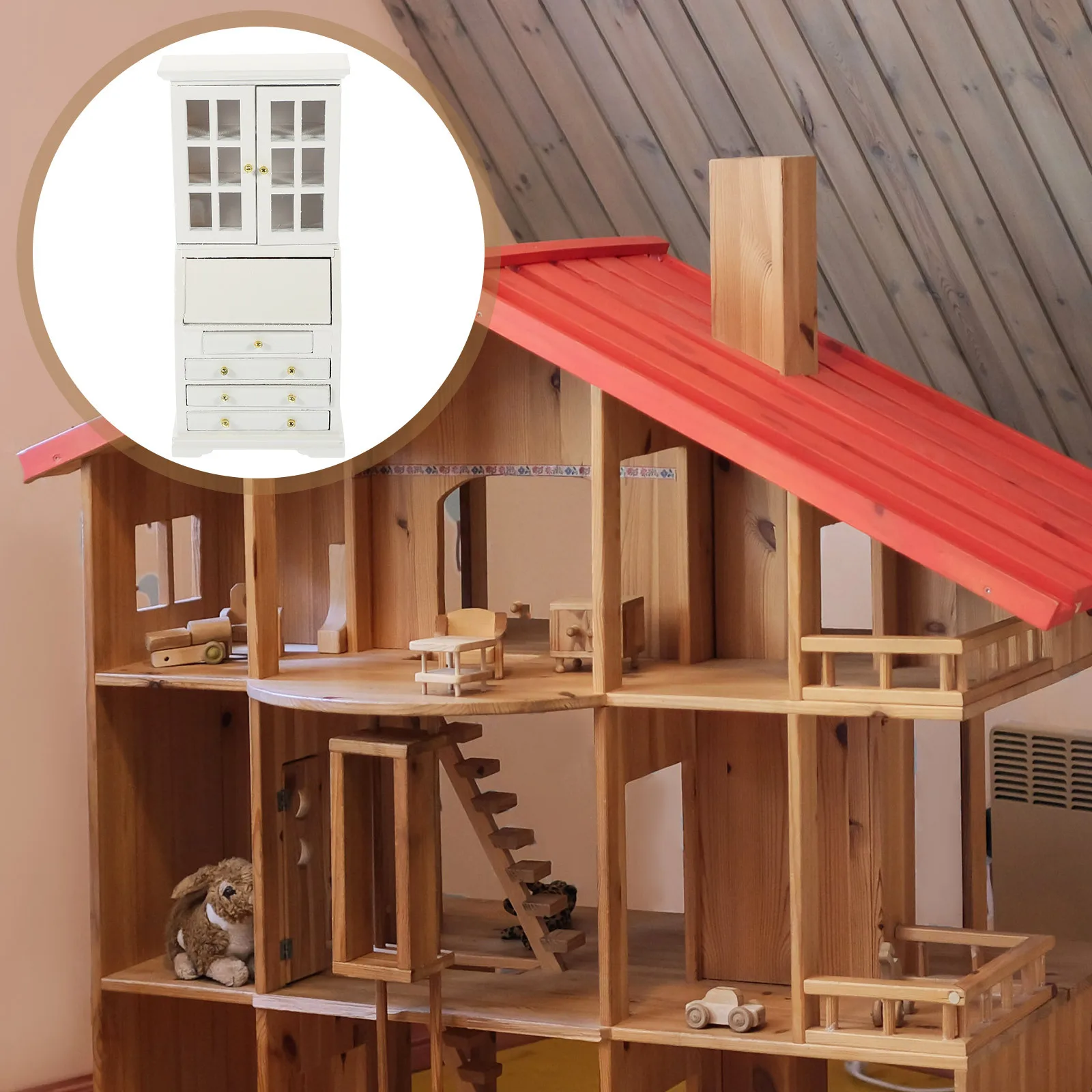 

Mini Cabinet 1:12 Scale Wooden Small Size Light Weight Mini Storage Cupboard for Tiny House Room Decoration Accessories