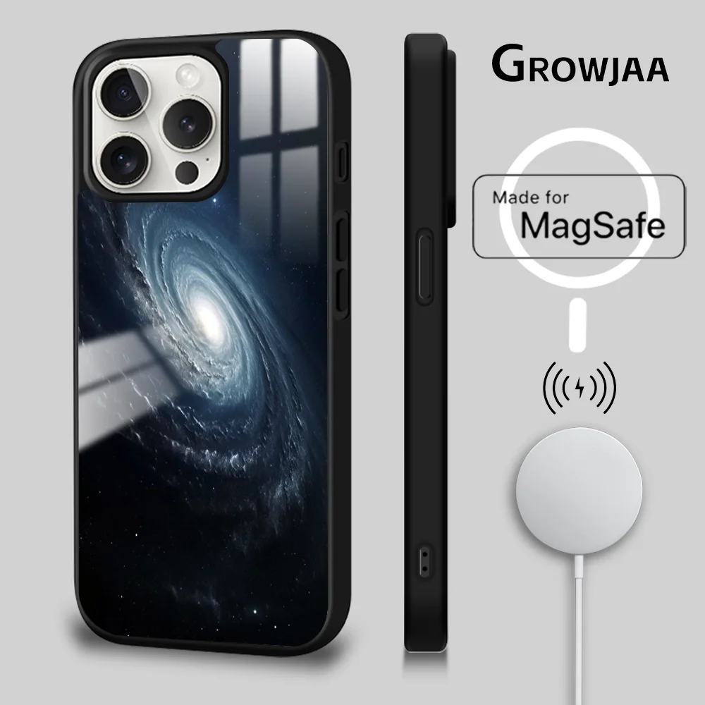 

Real Galaxies Shocking Phone Case For iPhone 16 15 14 13 12 11 Pro Max Plus Mini New Magsafe Mirror Wireless Magnetic Cover