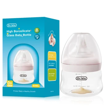 Newborn Feeding Glass Bottles 80/160/240ml High Borosilicate Wide-mouthed Anti-bloating…