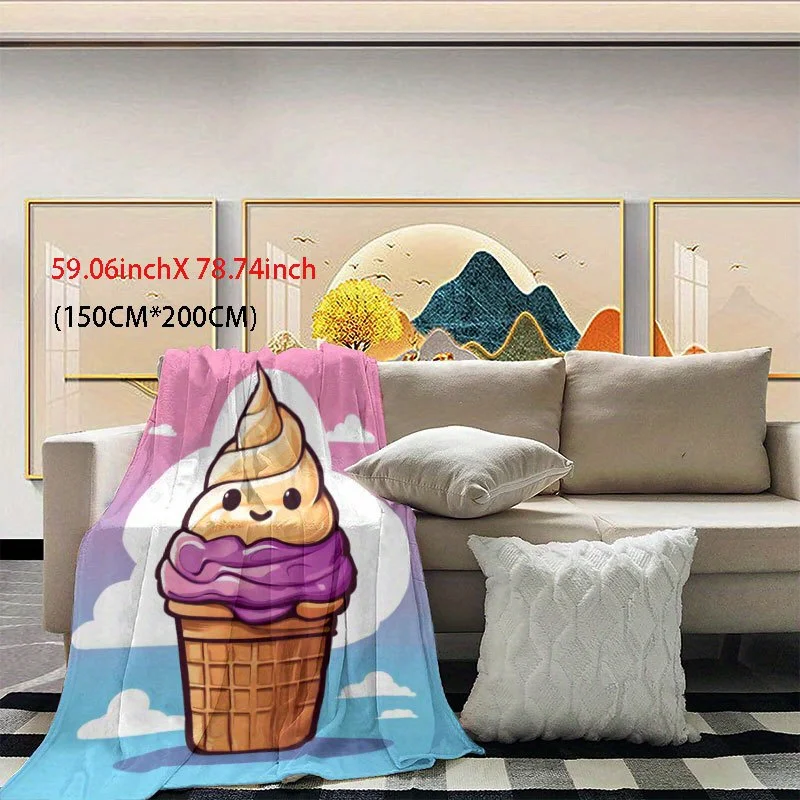 Sweet Ice Cream Dream Blanket Reversible Flannel Throw for Dessert Lovers AllSeason Comfort Delicious Fun Gift