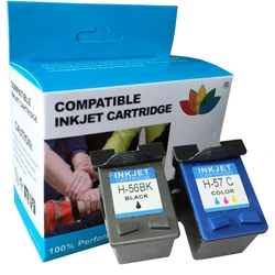 1 Set Compatible HP 56 Black + HP 57 Colour Refilled Ink Cartridges for Deskjet 5145, 5150, 5151, 5550, 9650, 9670, 9680