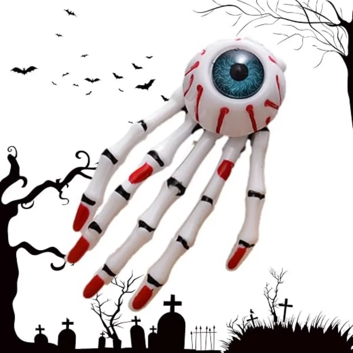 Skull Hand Hair Clip Stylish Lightweight Skeleton Hair Claw for Halloween Party Favor Decor Eyeball Gothic Accessory