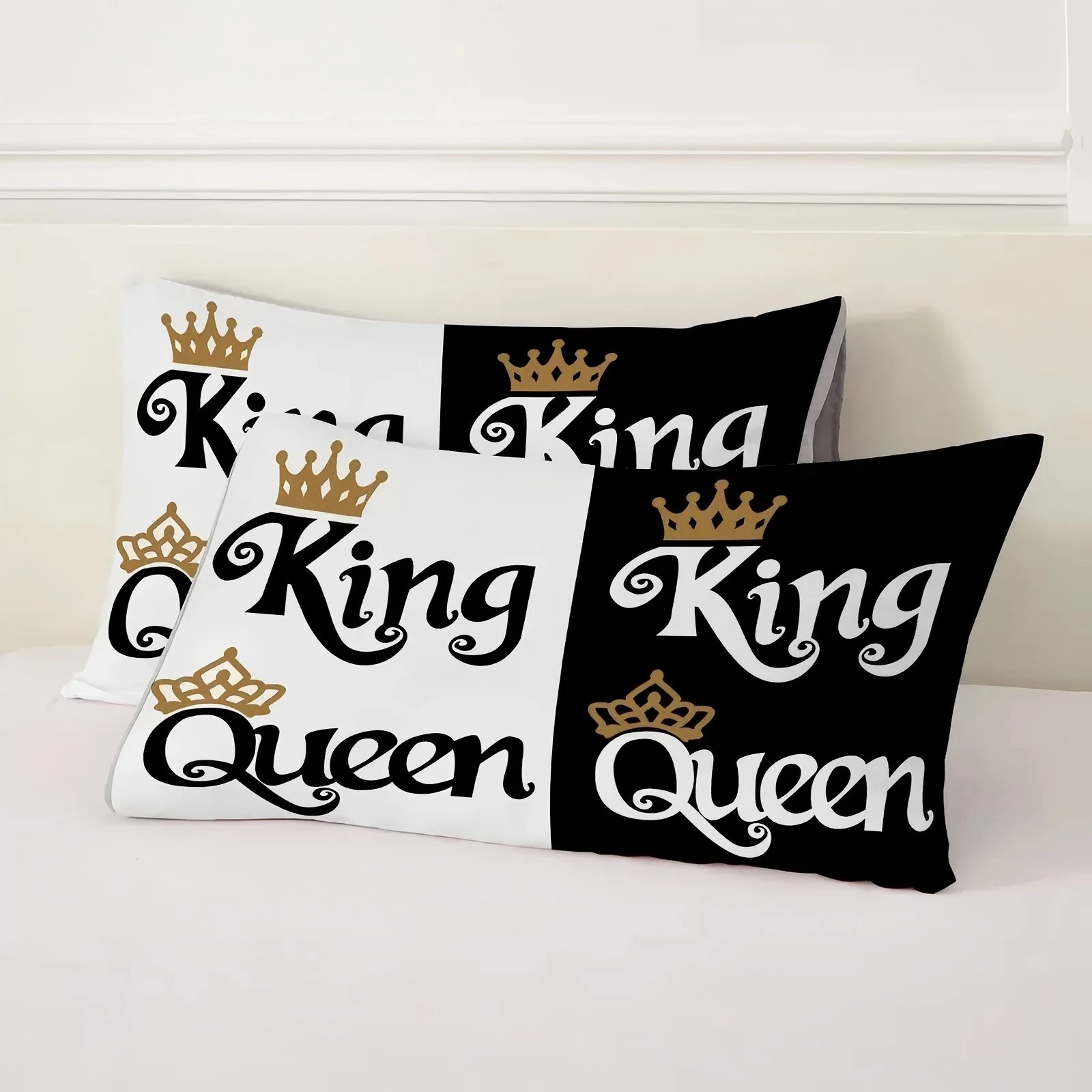 Black White King Queen Crown Design 3D Printed Quilt cover Soft Comfortable Bedding Cover Home Textiles Duvet Cover Pillowcases