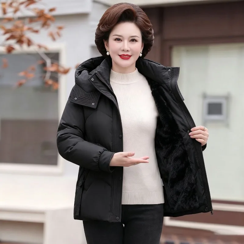 Women Winter Fleece Lined Jackets Detachable Hooded Loose Warm Thickened Warm Solid Windproof Cold Weather New Female Outerwear