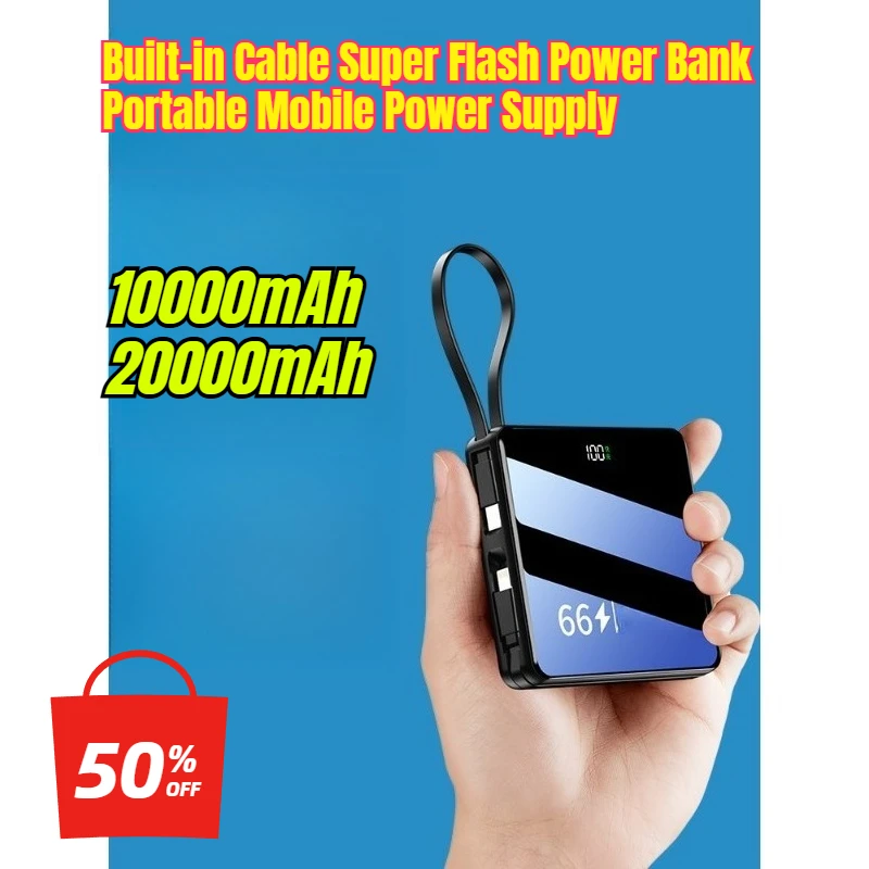 

20000mAh Built-in Cable Super Flash Power Bank Portable Mobile Power Supply