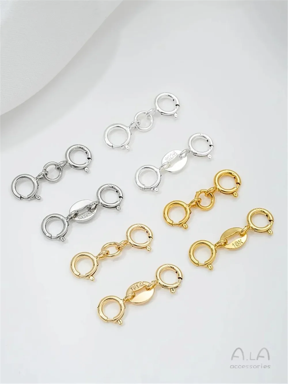 S925 Silver Buckle Double Head Spring Buckle Bracelet Link Universal Buckle Handmade DIY Accessories Jewelry Closing Buckle