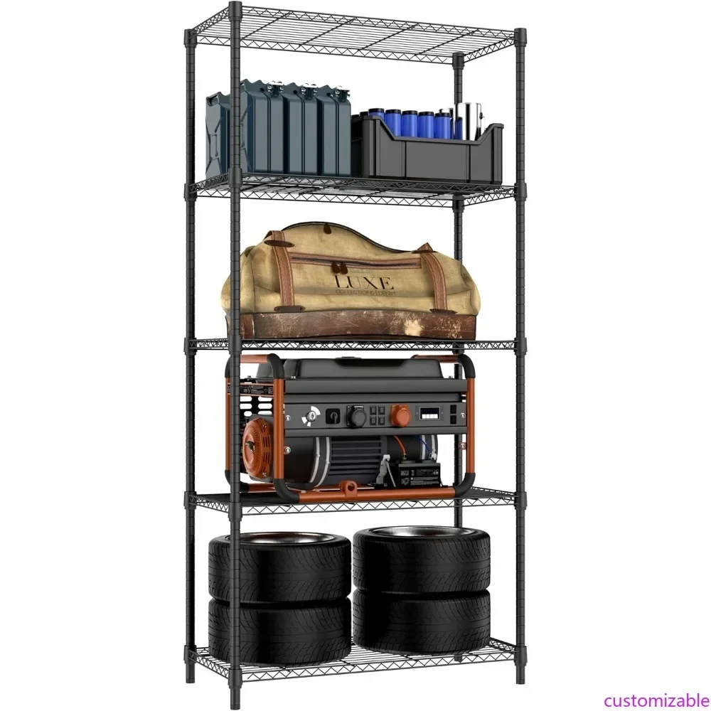 

Hot-sellingCustomizable 1250 lbs 5 Tier Shelf Metal Storage Shelves Shelving Wire Rack Heavy Duty Closet Organizers for Garage K
