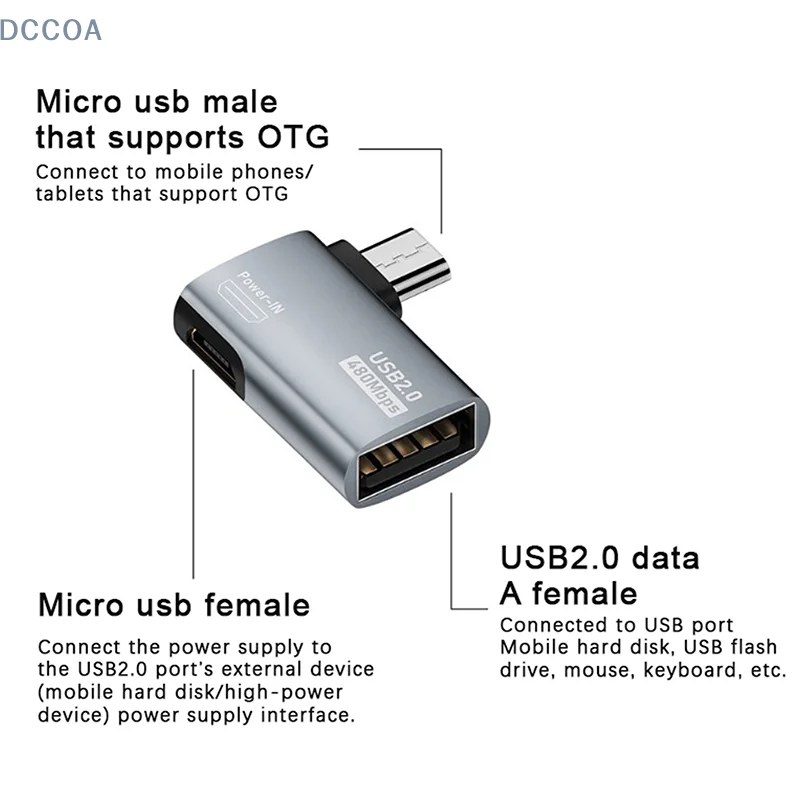 Otg Kabel Adapter 4K 90 Graden Linker Hoek Aangedreven Micro Usb Naar Usb Otg Adapter Voor Tv Tablet Vuur Tv Stick 4K