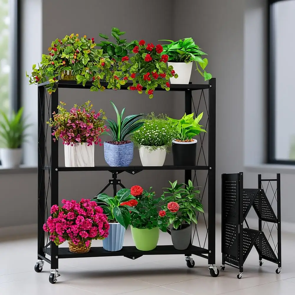 

Складная трехъярусная подставка для комнатных растений для цветочных дисплеев