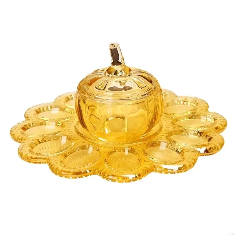 Lidded Treat Jar in Tinted Glass for Candy and Dry Fruit, Living Room, Dining Table, Coffee Table, and Cabinet Display 37JD