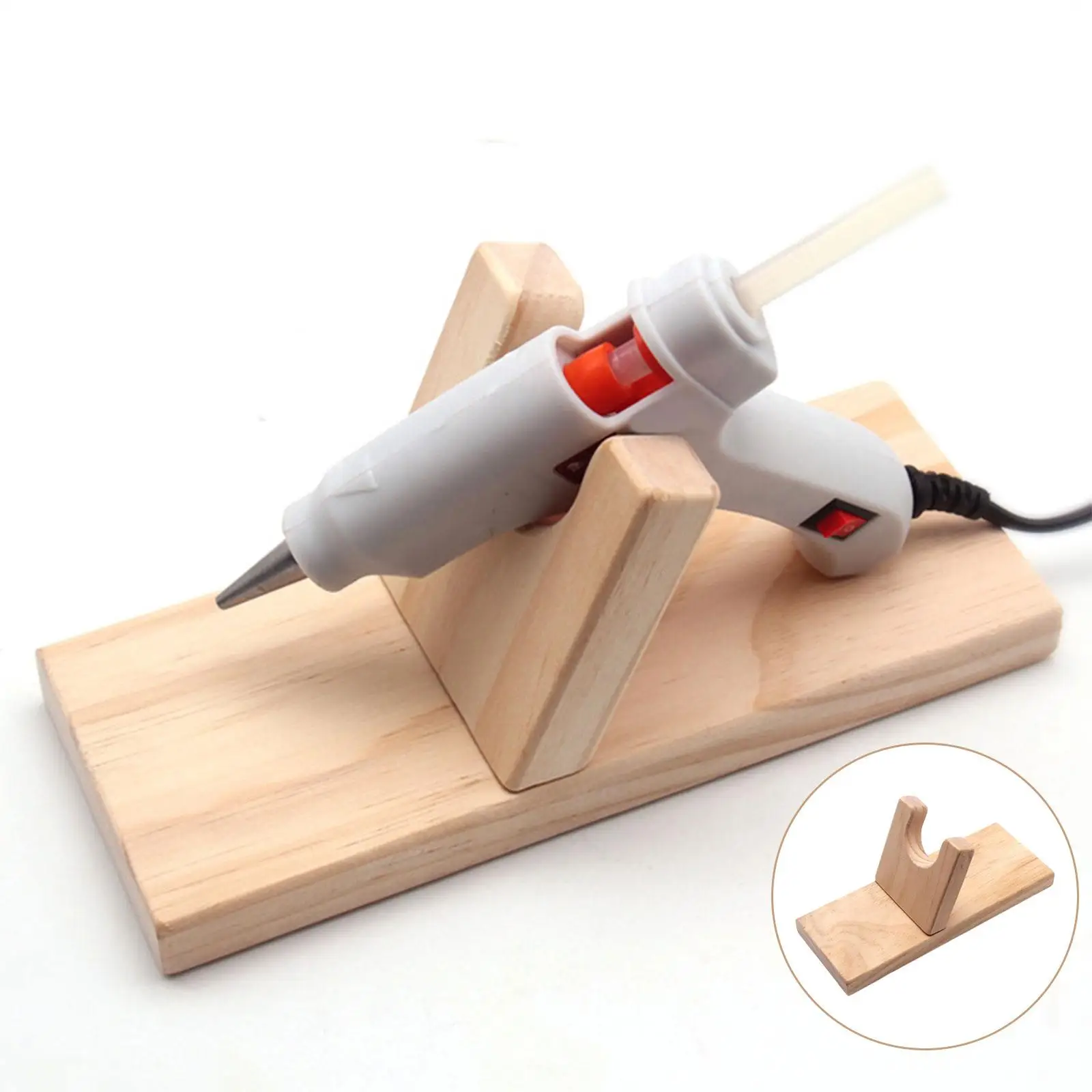 Imagem -03 - Madeira Hot Glue Gun Holder Stand Tools Storage Bracket Craft Room Organizer Machine Base 20x8cm