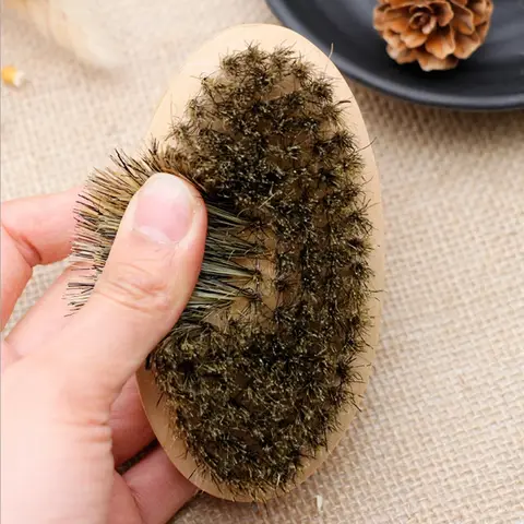 부드러운 멧돼지 강모 나무 수염 브러쉬 미용사 면도 도구 남자 콧수염 빗 키트 가방 수염 헤어 빗 세트