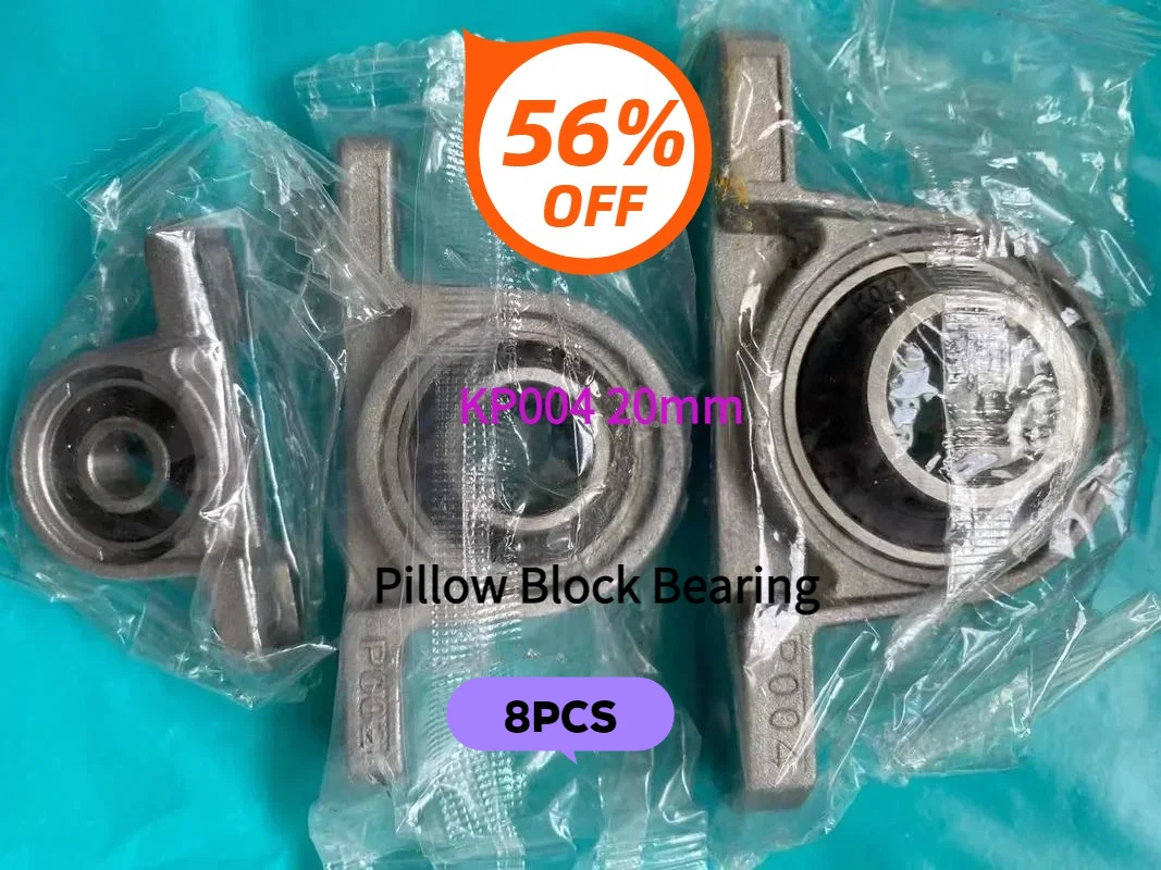 

8pc Bearing Shaft Pillow Block Housing Zinc Alloy KP004 20mm Ball Shaft Spherical Roller Mounted Pillow